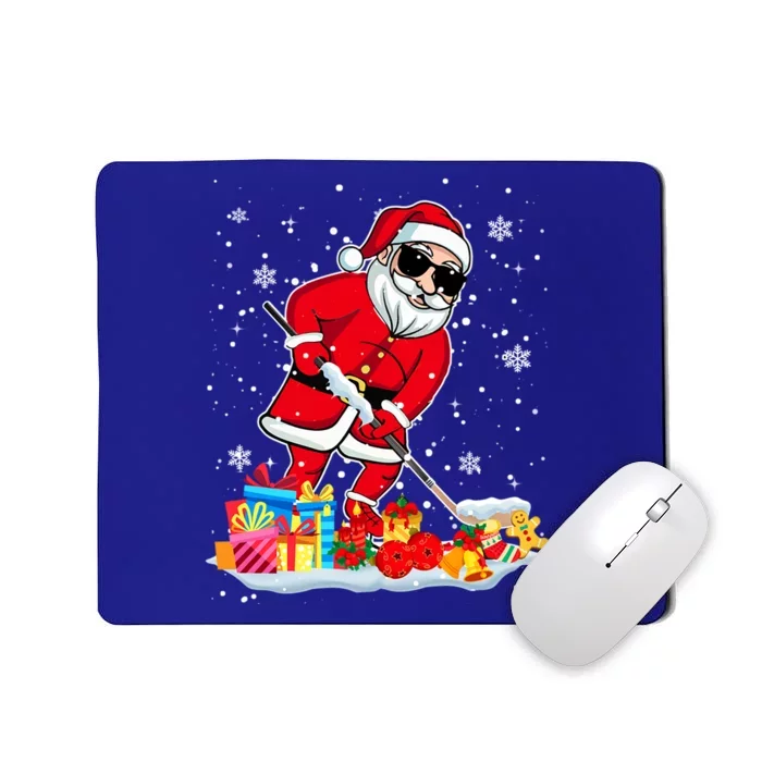 Santa Playing Hockey Cool Christmas Santa Hockey Player Gift Mousepad