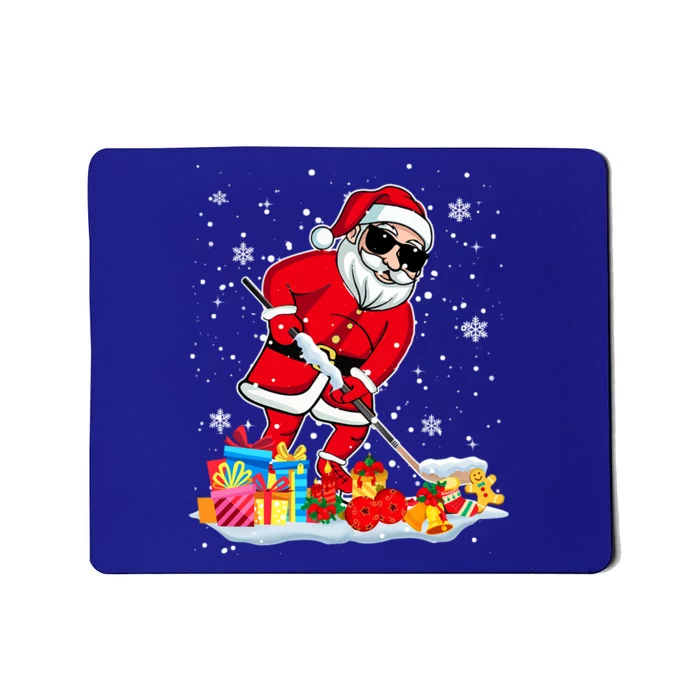 Santa Playing Hockey Cool Christmas Santa Hockey Player Gift Mousepad