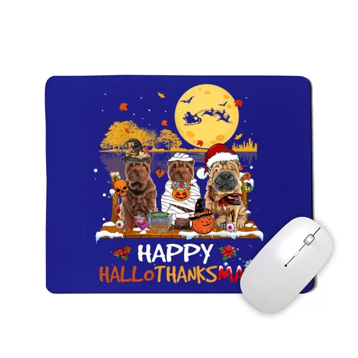 Shar Pei Happy Hallothanksmas Halloween Thanksgiving Xmas Gift Mousepad