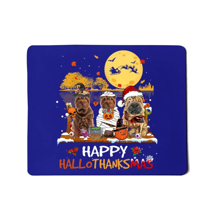 Shar Pei Happy Hallothanksmas Halloween Thanksgiving Xmas Gift Mousepad