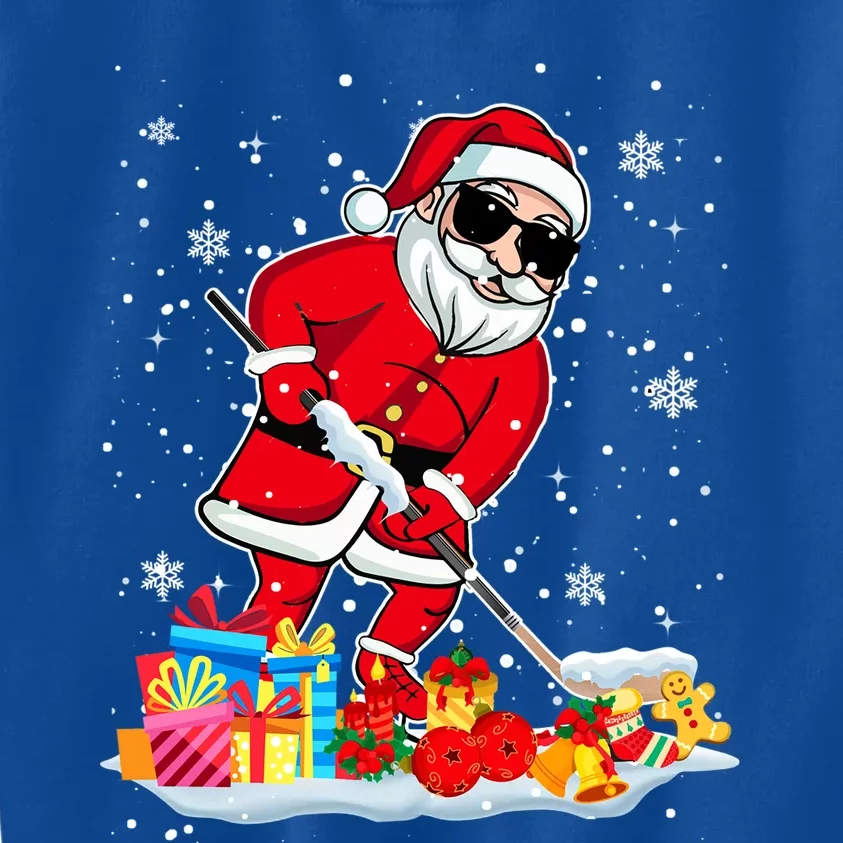 Santa Playing Hockey Cool Christmas Santa Hockey Player Gift Kids Sweatshirt