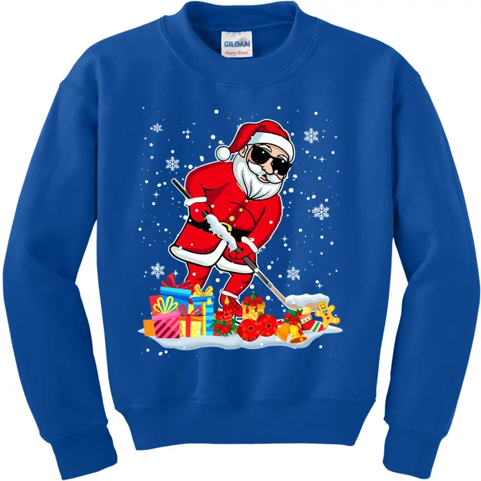 Santa Playing Hockey Cool Christmas Santa Hockey Player Gift Kids Sweatshirt