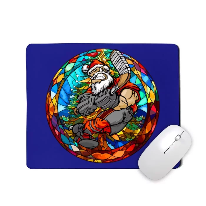 Santa Playing Hockey Xmas Colorful Costume Player Coach Cool Gift Mousepad