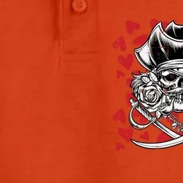 Skull Pirate Hearts Valentines Day Cute Jolly Roger Boy Dry Zone Grid Performance Polo