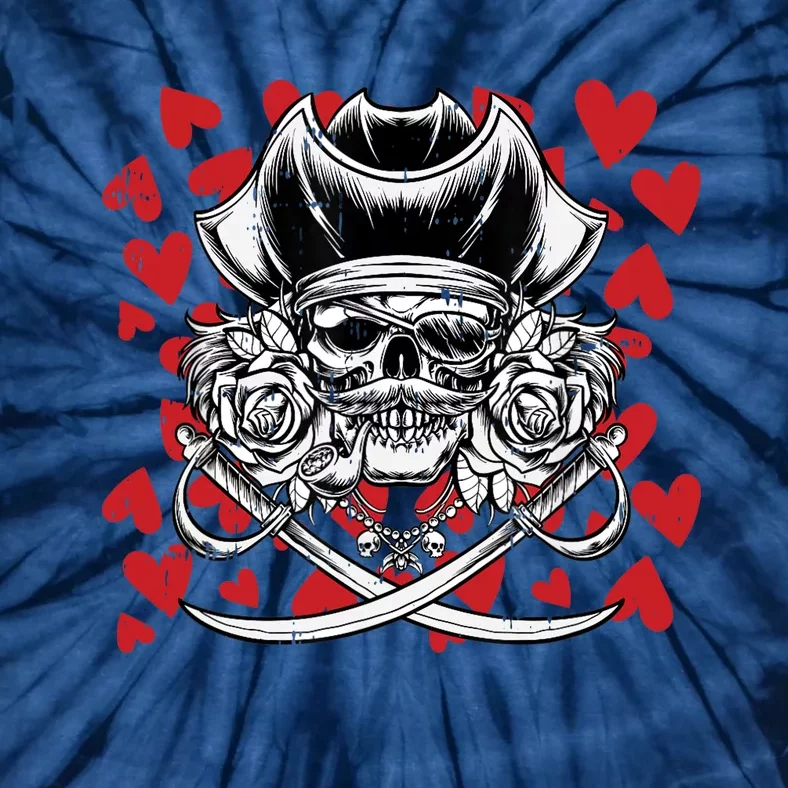 Skull Pirate Hearts Valentines Day Cute Jolly Roger Boy Tie-Dye T-Shirt