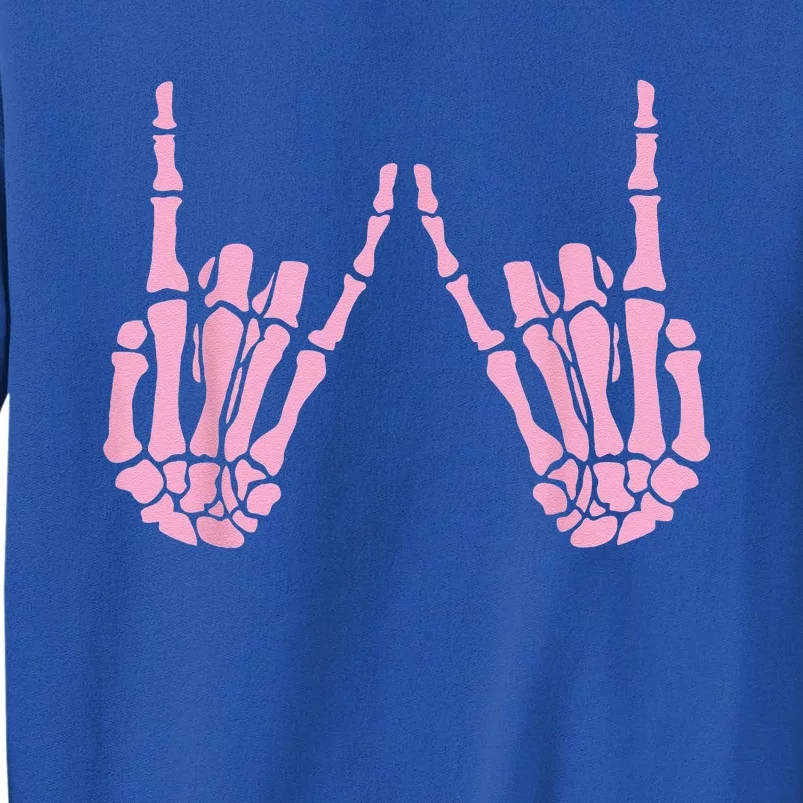 Skeleton Pink Hand Gestures Halloween Rock Skeleton Hands Tall Sweatshirt