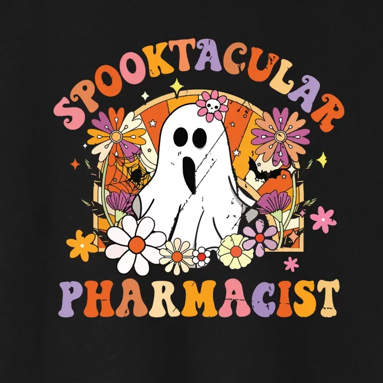 Spooktacular Pharmacists Happy Halloween Matching Women's Crop Top Tee