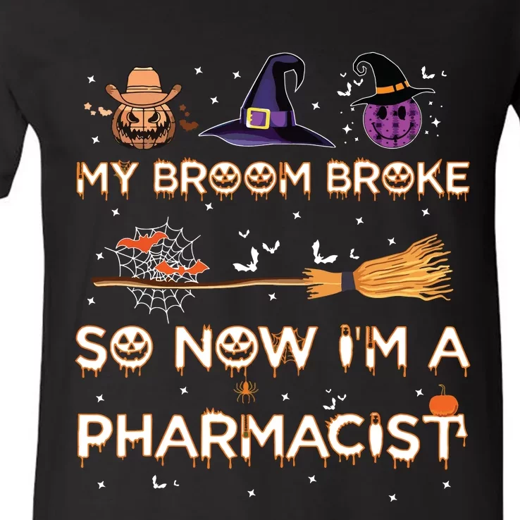 Spooky Pharmacist Halloween Costume Pharmacist Apparel V-Neck T-Shirt