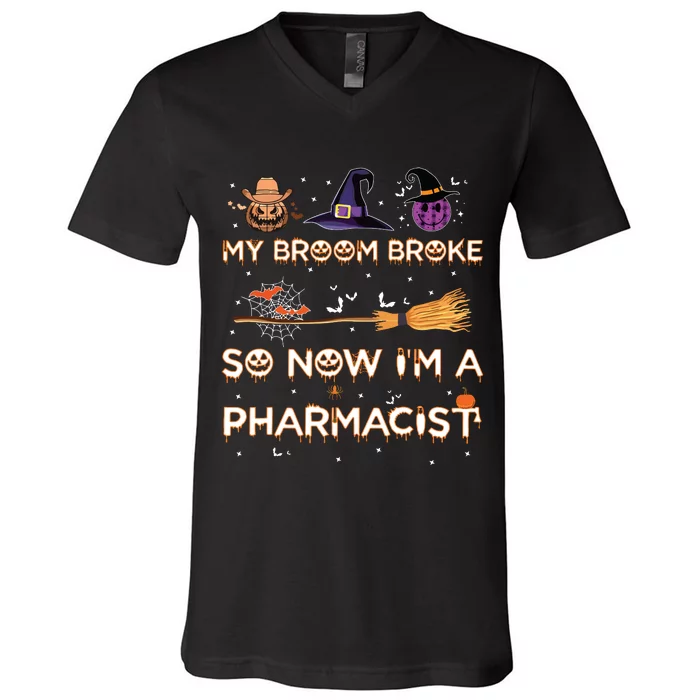 Spooky Pharmacist Halloween Costume Pharmacist Apparel V-Neck T-Shirt