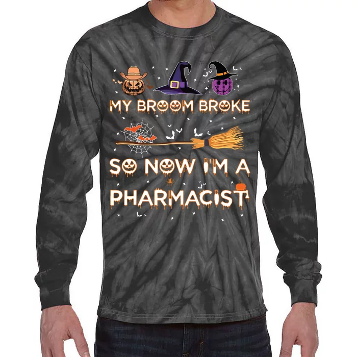 Spooky Pharmacist Halloween Costume Pharmacist Apparel Tie-Dye Long Sleeve Shirt