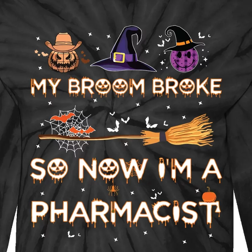 Spooky Pharmacist Halloween Costume Pharmacist Apparel Tie-Dye Long Sleeve Shirt