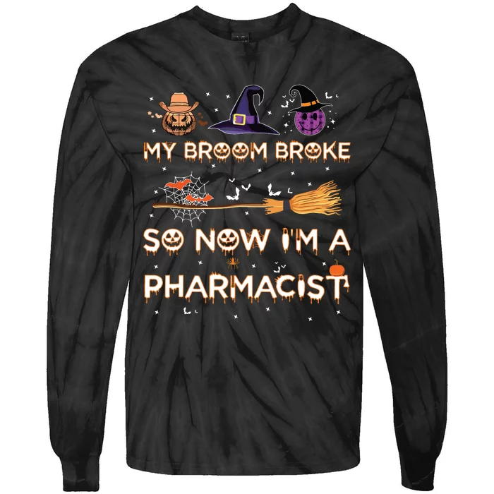 Spooky Pharmacist Halloween Costume Pharmacist Apparel Tie-Dye Long Sleeve Shirt