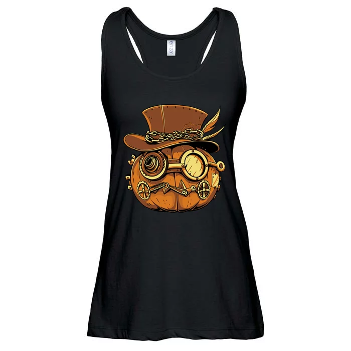 Steampunk Pumpkin Halloween Ladies Essential Flowy Tank