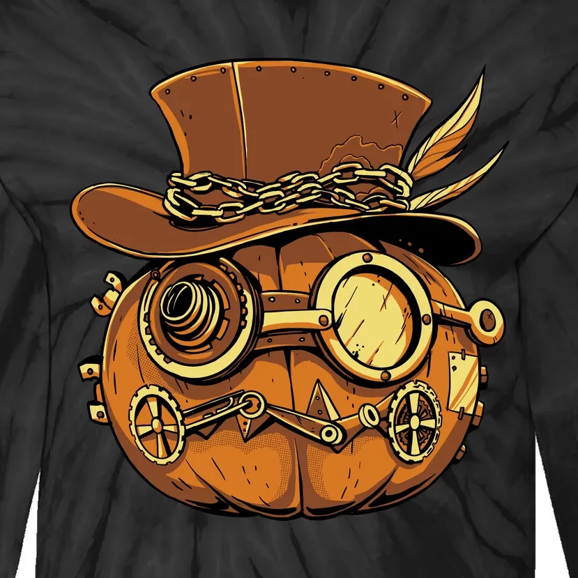 Steampunk Pumpkin Halloween Tie-Dye Long Sleeve Shirt