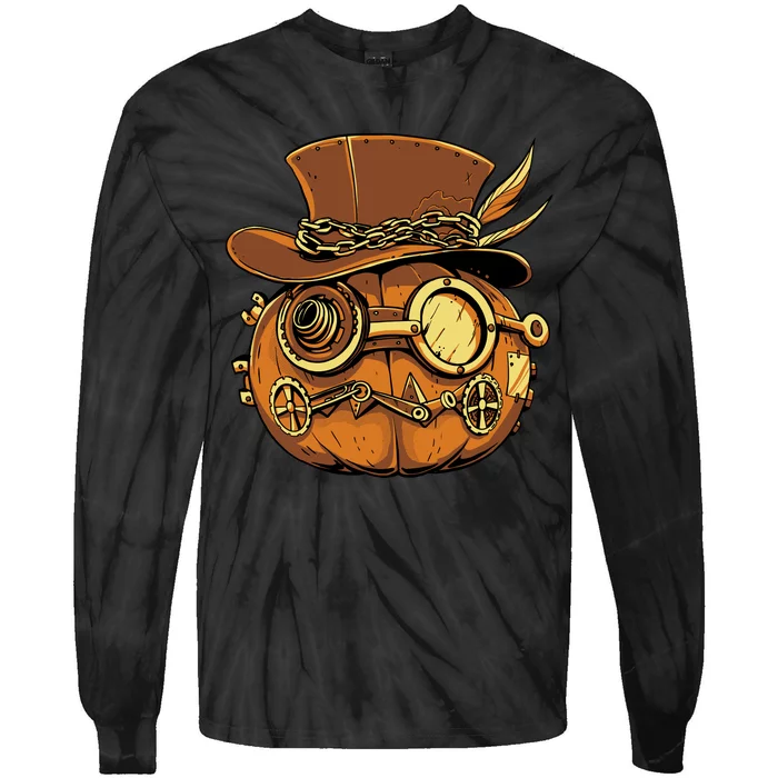 Steampunk Pumpkin Halloween Tie-Dye Long Sleeve Shirt