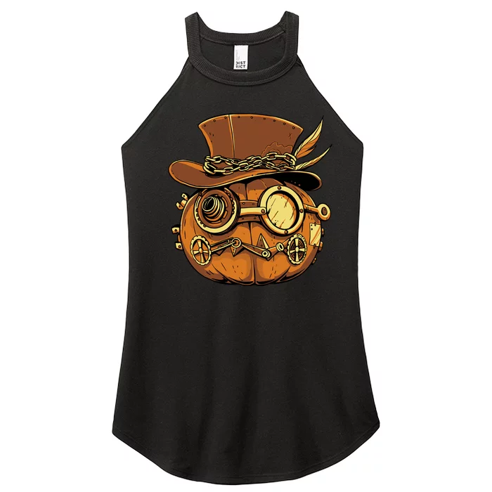 Steampunk Pumpkin Halloween Women’s Perfect Tri Rocker Tank