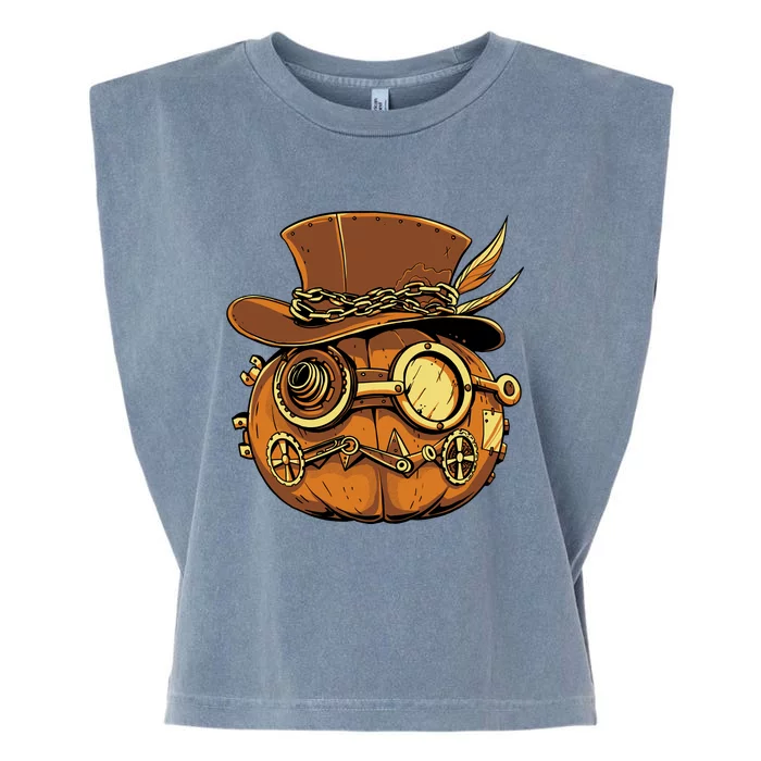 Steampunk Pumpkin Halloween Garment-Dyed Women's Muscle Tee