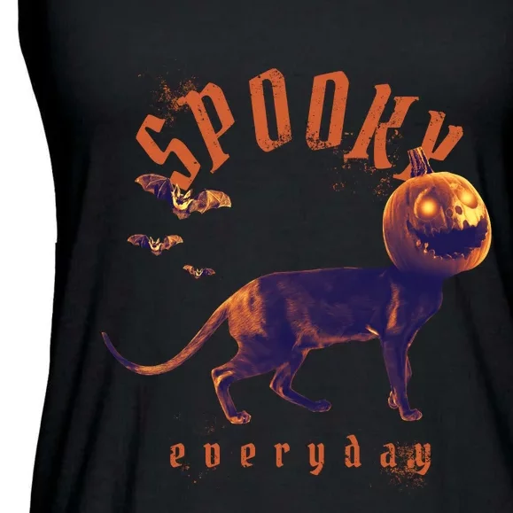 Spooky Pumpkin Head Dog Funny Halloween Ladies Essential Flowy Tank