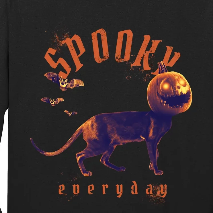 Spooky Pumpkin Head Dog Funny Halloween Tall Long Sleeve T-Shirt