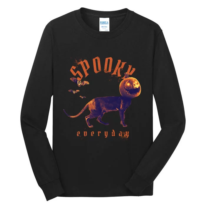 Spooky Pumpkin Head Dog Funny Halloween Tall Long Sleeve T-Shirt