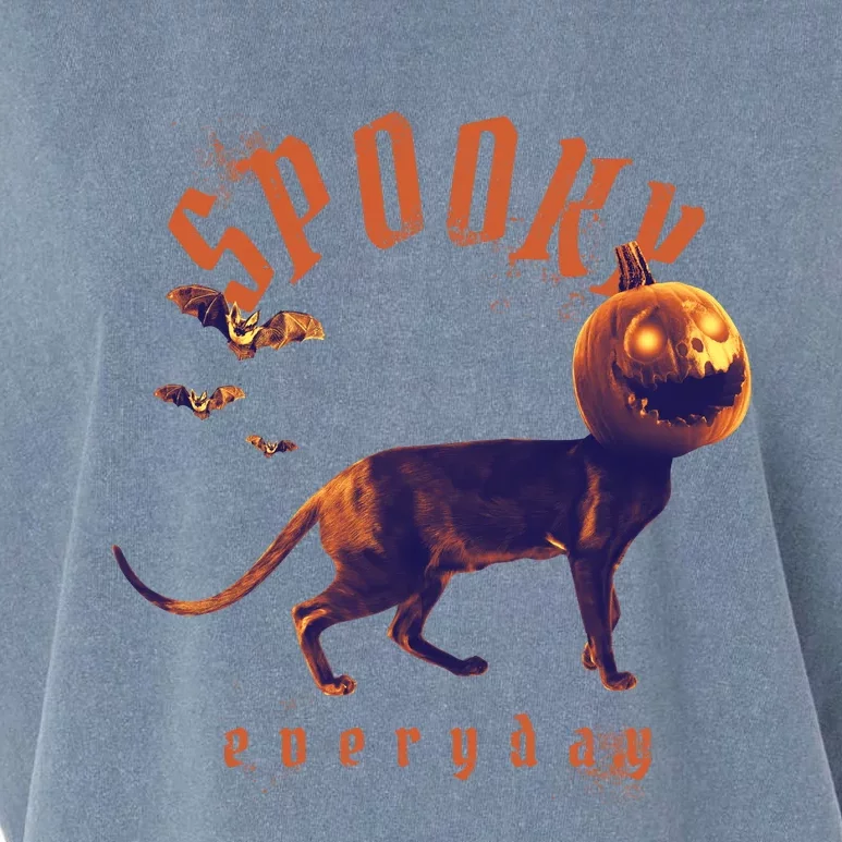 Spooky Pumpkin Head Dog Funny Halloween Garment-Dyed Women's Muscle Tee