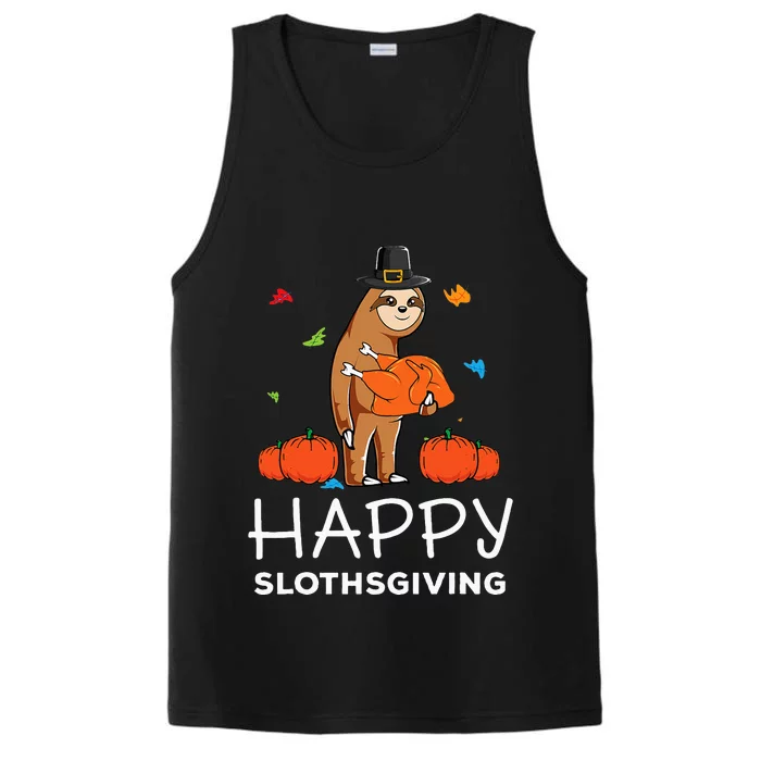 Sloth Pilgrim Hat Happy Thanksgiving Turkey Sloths Performance Tank