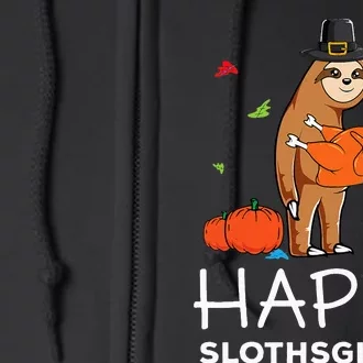 Sloth Pilgrim Hat Happy Thanksgiving Turkey Sloths Full Zip Hoodie