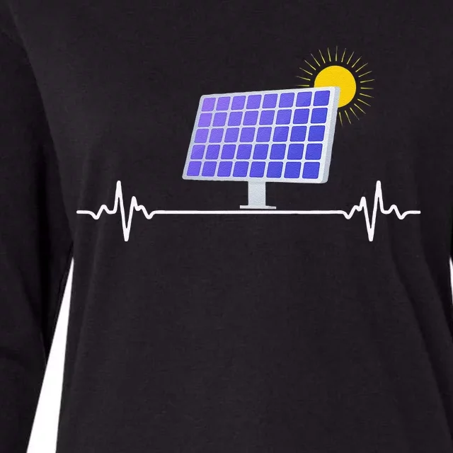 Solar Panel Heartbeat Global Warming Earth Day Womens Cotton Relaxed Long Sleeve T-Shirt