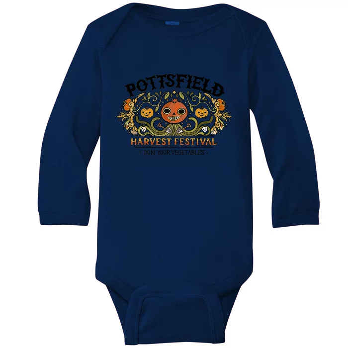 Spooky Pottsfield Harvest Festival Pumpkin Vibes Halloween Great Gift Baby Long Sleeve Bodysuit