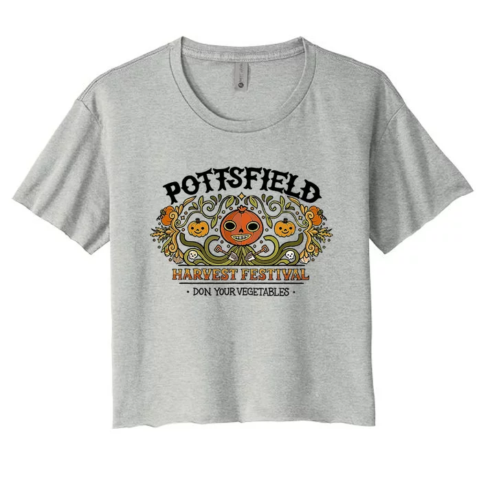 Spooky Pottsfield Harvest Festival Pumpkin Vibes Halloween Great Gift Women's Crop Top Tee