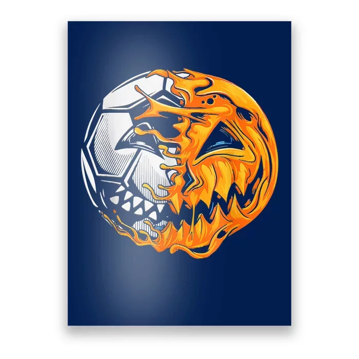 Soccer Player Halloween Pumpkin Skeleton Hallows' Day Poster