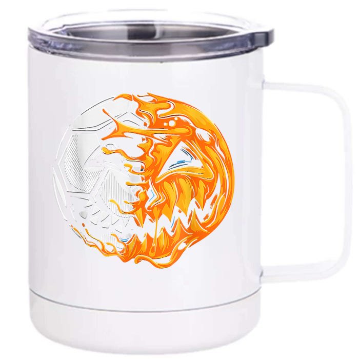 Soccer Player Halloween Pumpkin Skeleton Hallows' Day Front & Back 12oz Stainless Steel Tumbler Cup