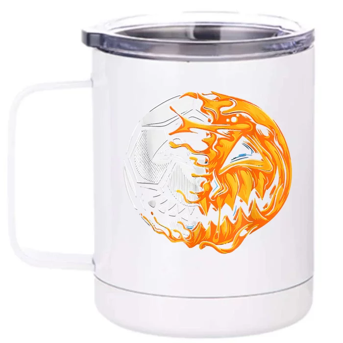 Soccer Player Halloween Pumpkin Skeleton Hallows' Day Front & Back 12oz Stainless Steel Tumbler Cup