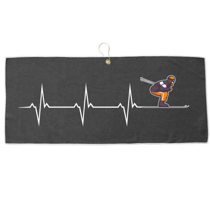 Skiing Pulse Heartbeat Freestyle Skier Winter Sports Lover Gift Large Microfiber Waffle Golf Towel