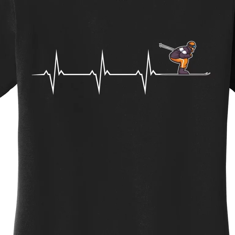 Skiing Pulse Heartbeat Freestyle Skier Winter Sports Lover Gift Women's T-Shirt