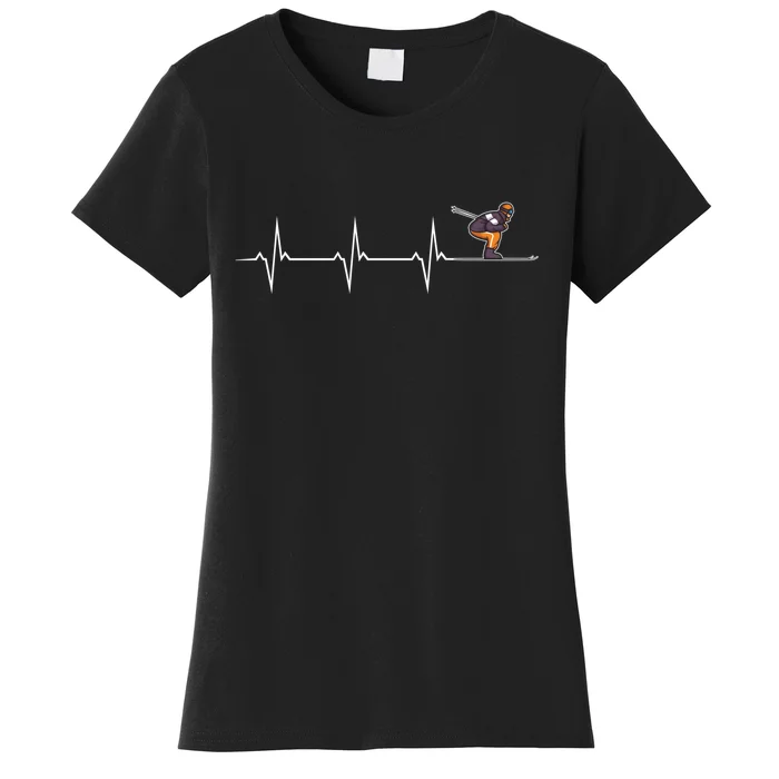 Skiing Pulse Heartbeat Freestyle Skier Winter Sports Lover Gift Women's T-Shirt