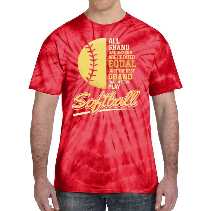 Softball Pitcher Hitter Catcher My Granddaughter Plays Softball Design For Grand Tie-Dye T-Shirt