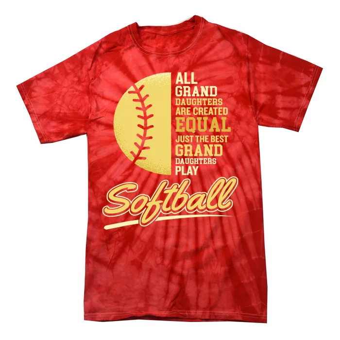 Softball Pitcher Hitter Catcher My Granddaughter Plays Softball Design For Grand Tie-Dye T-Shirt