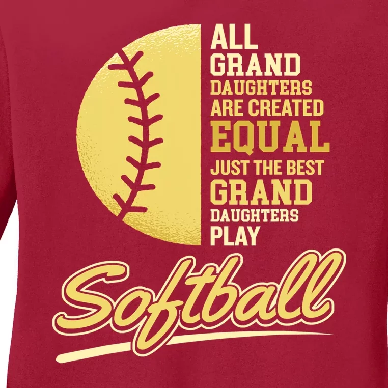 Softball Pitcher Hitter Catcher My Granddaughter Plays Softball Design For Grand Ladies Long Sleeve Shirt