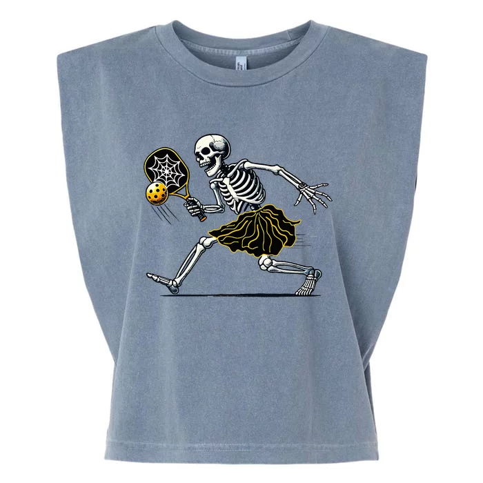 Spooky Pickleball Halloween Skeleton Garment-Dyed Women's Muscle Tee