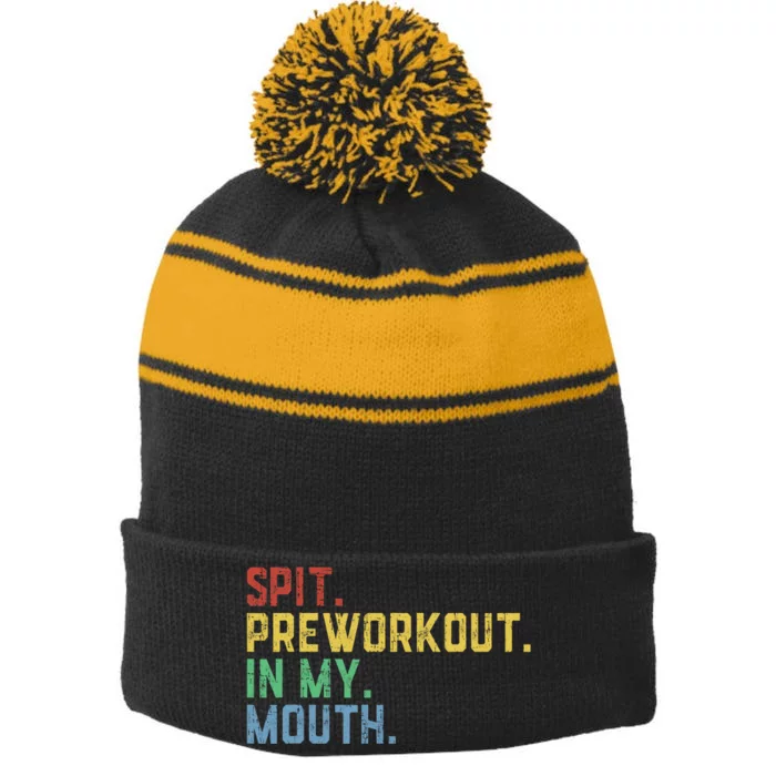 Spit Preworkout In My Mouth Stripe Pom Pom Beanie