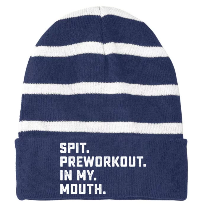 Spit Preworkout In My Mouth Retro Vintage Striped Beanie with Solid Band