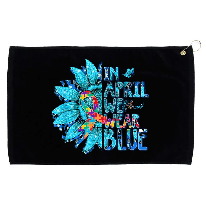 Sunflower Puzzle In April We Wear Blue Autism Awareness Grommeted Golf Towel