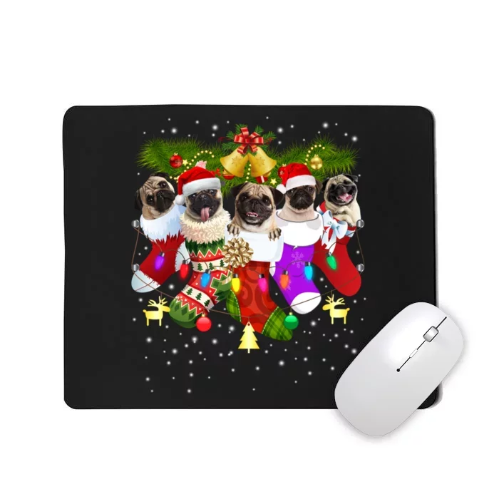 Santa Pugs In Christmas Socks Funny Xmas Dog Lover Pug Mom Sweatshirt Mousepad