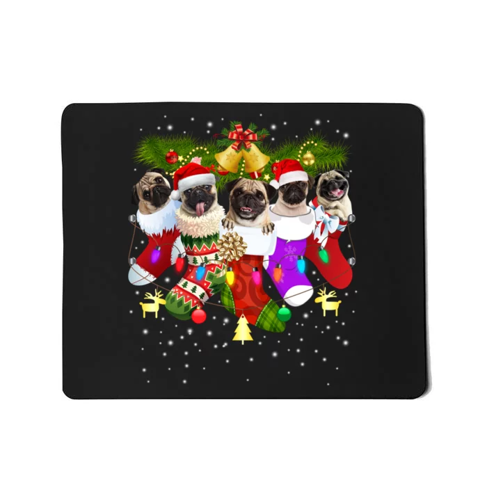 Santa Pugs In Christmas Socks Funny Xmas Dog Lover Pug Mom Sweatshirt Mousepad