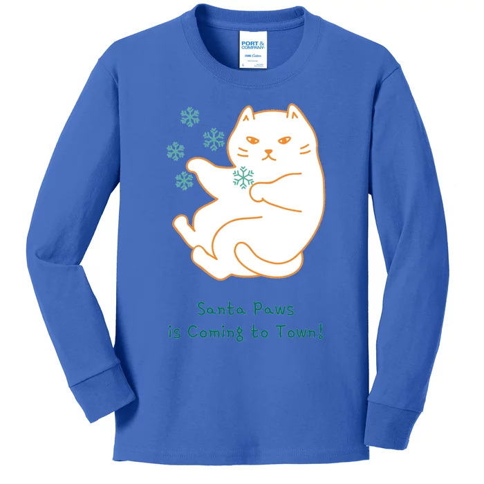 Santa Paws Is Coming To Town Great Gift Kids Long Sleeve Shirt