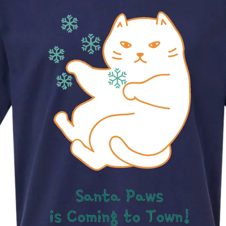 Santa Paws Is Coming To Town Great Gift Sueded Cloud Jersey T-Shirt