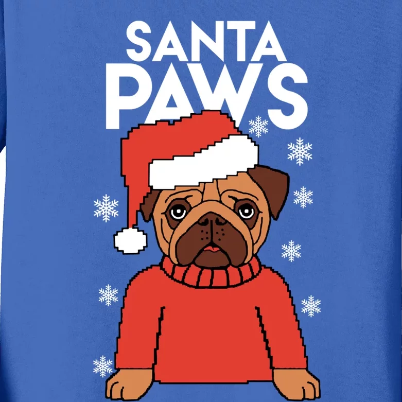 Santa Paws Is Coming To Town Cute Gift Kids Long Sleeve Shirt