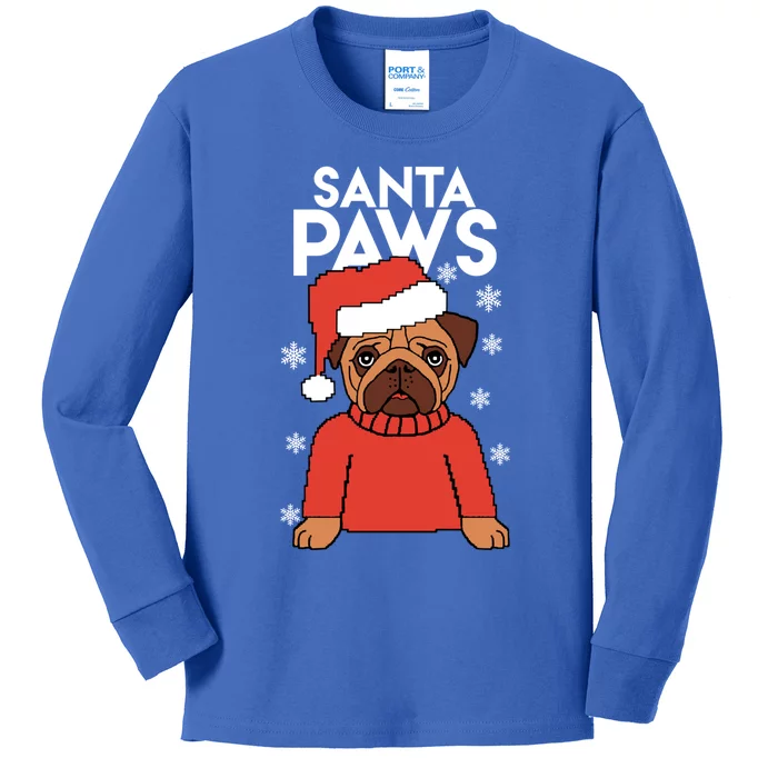 Santa Paws Is Coming To Town Cute Gift Kids Long Sleeve Shirt