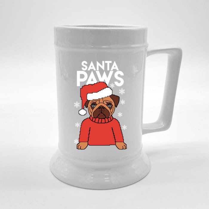 Santa Paws Is Coming To Town Cute Gift Front & Back Beer Stein